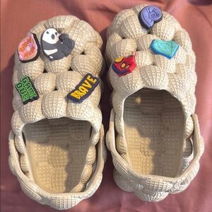 Beige Bubble Slides with Fun Charms